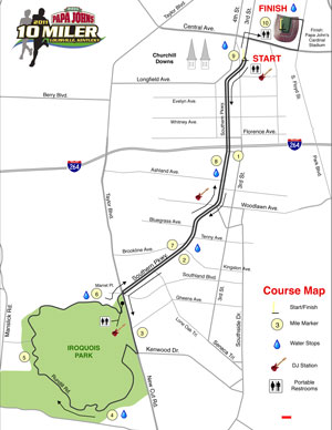 Papa Johns 10 miler course map